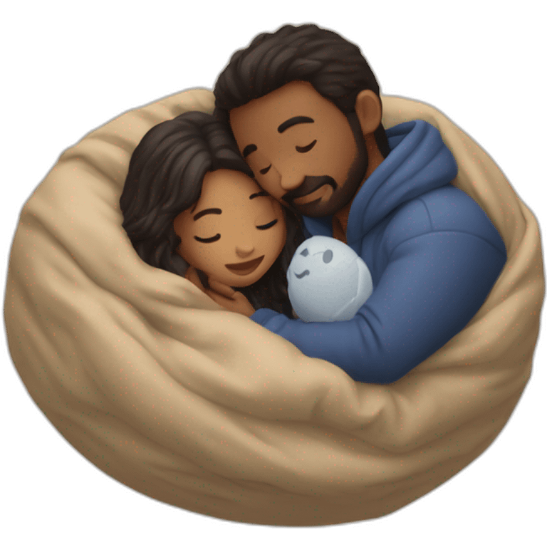 lovers hugging in ball of comforter emoji