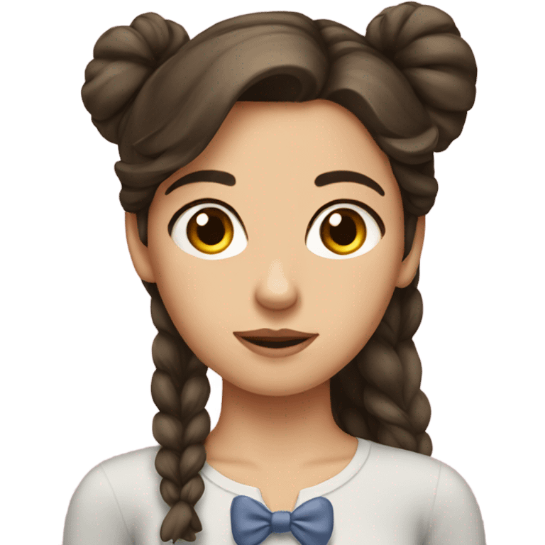 brunette girl with bow emoji