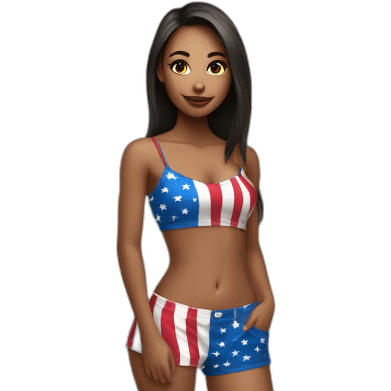 Sexy girl wearing only American flag emoji