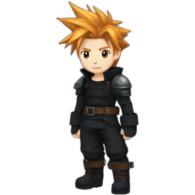 Cloud strife ginger hair. Black clothes full body  emoji