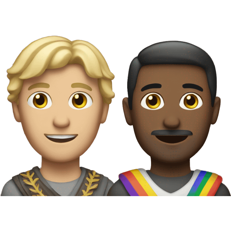 Two europeans mens with pride flag emoji