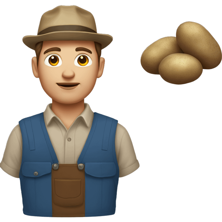 White male brown hair Potato farmer emoji