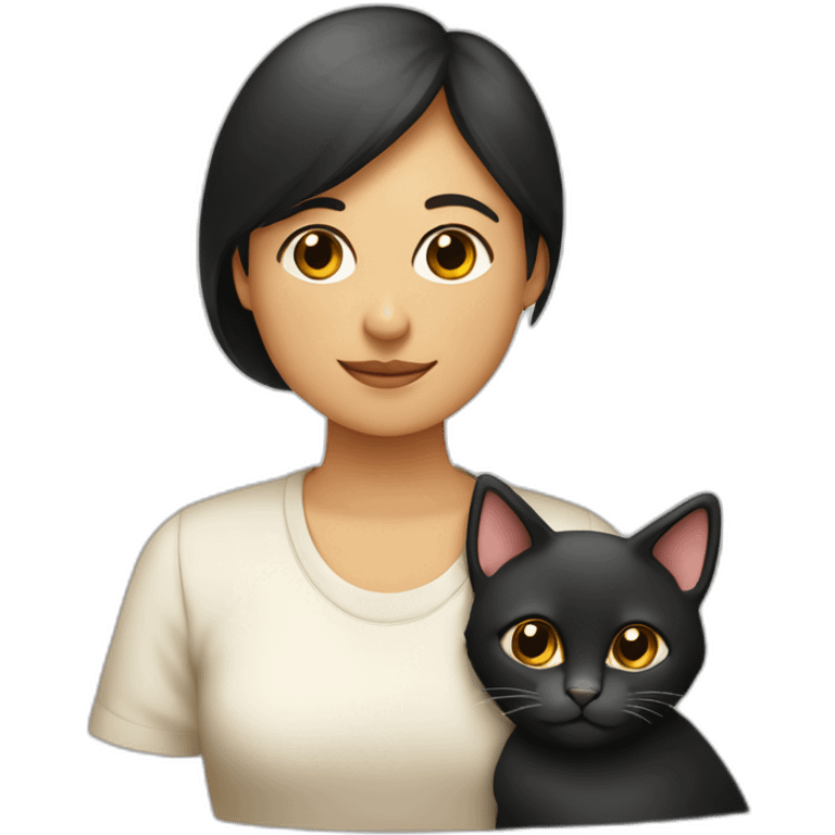 Familia de hombre mujer dos hijas y un gato negro emoji