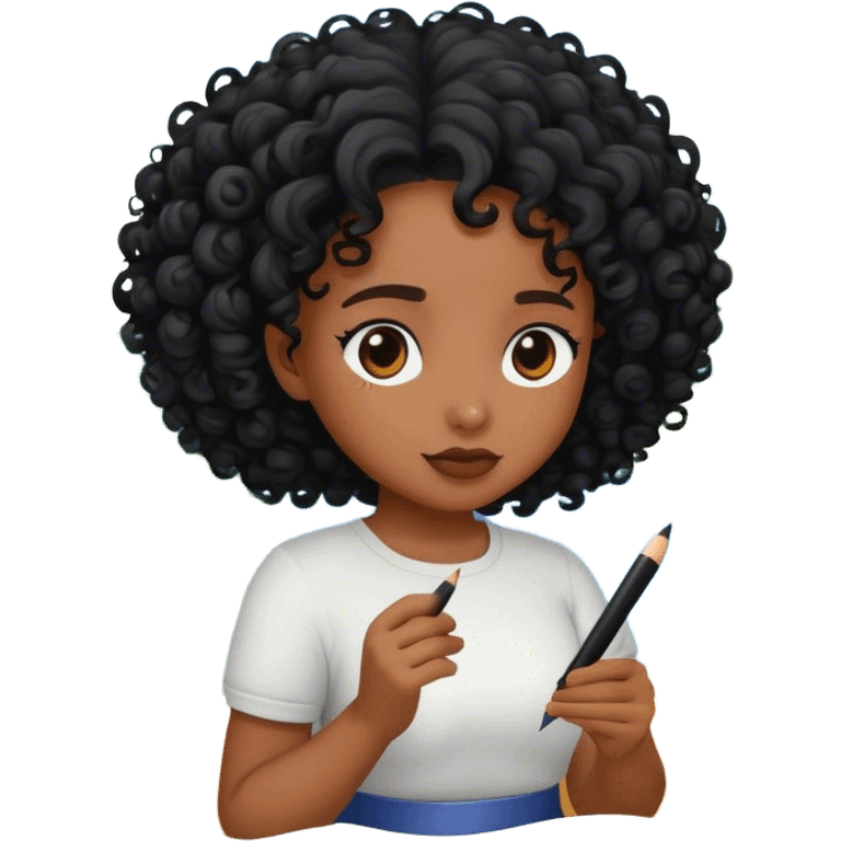 curly black  girl drawing landscapes emoji