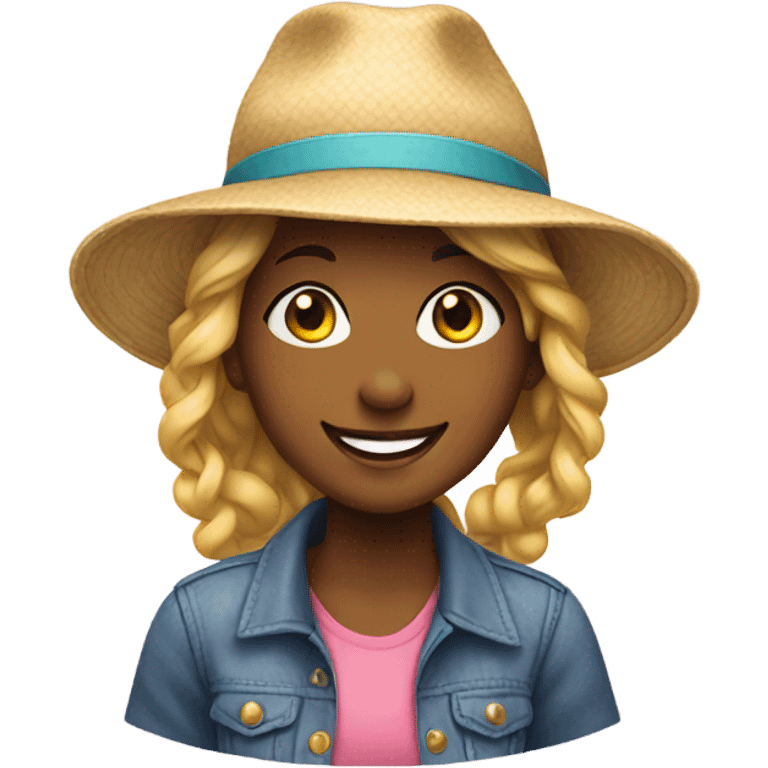 smiling girl in hat emoji