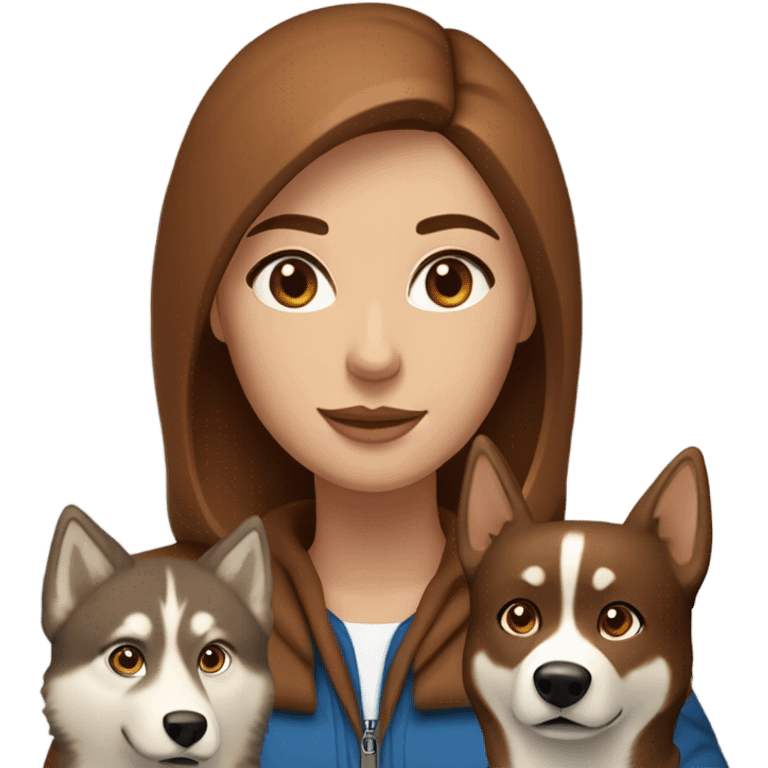 Woman brown hair blue eyes with Husky Copper beige  emoji