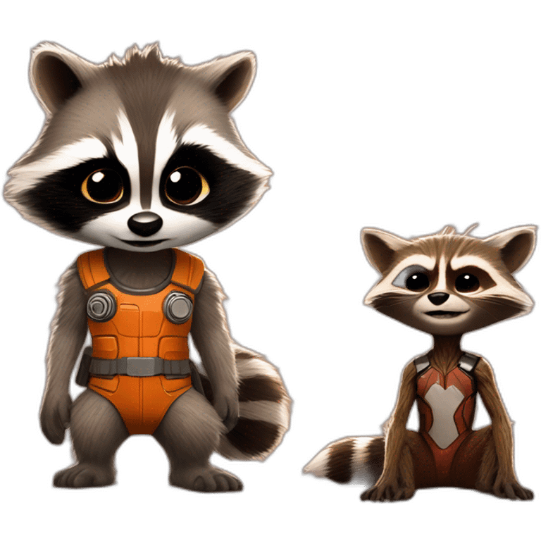 rocket racoon and baby groot emoji