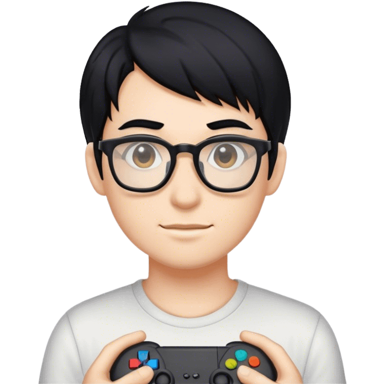 gamer, black hair girl with glasses emoji