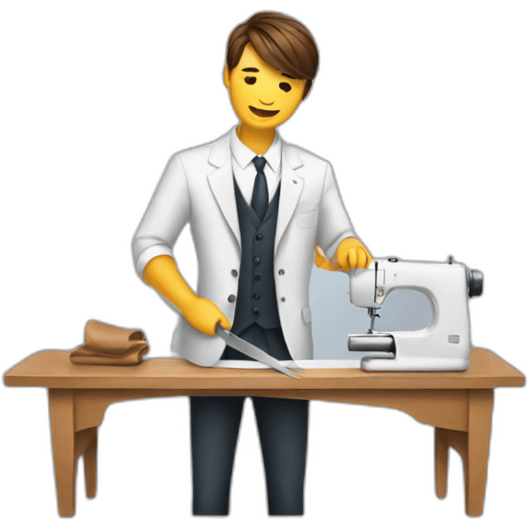 Tailor cutting a suit emoji