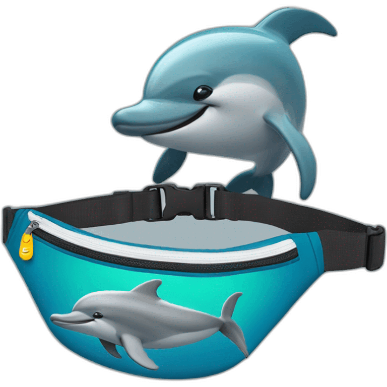 dolphin in a fanny pack with inscription grays emoji