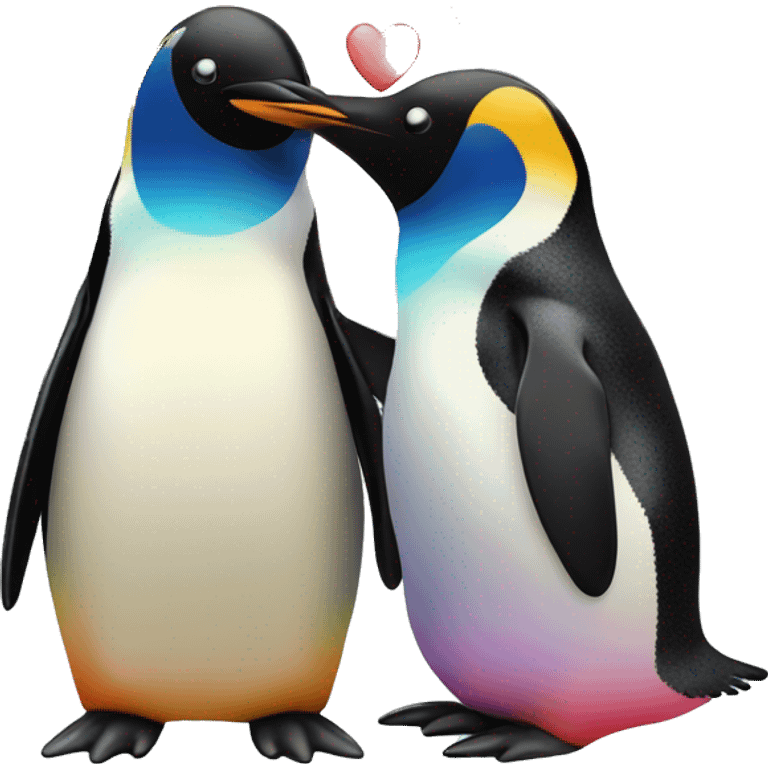 penguins in love under the rainbow emoji