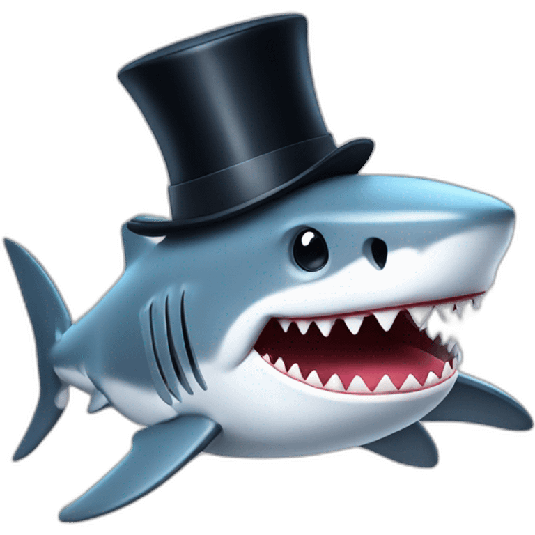 Shark with a top hat emoji