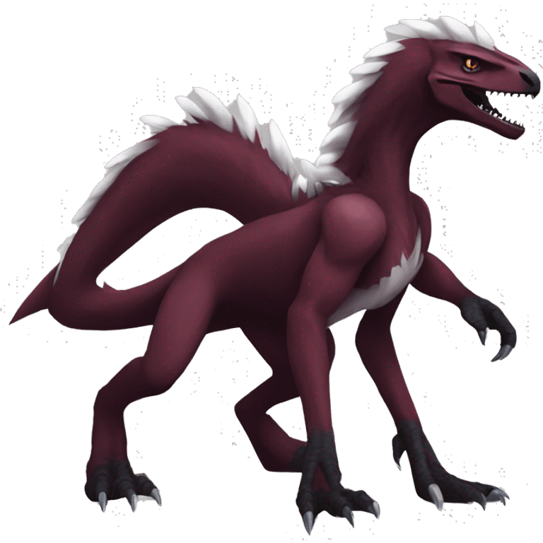 Maroon Edgy Badass Sergal-raptor-vernid full-body emoji