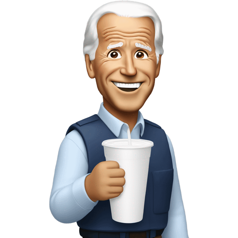 joe biden holding a white foam cup emoji