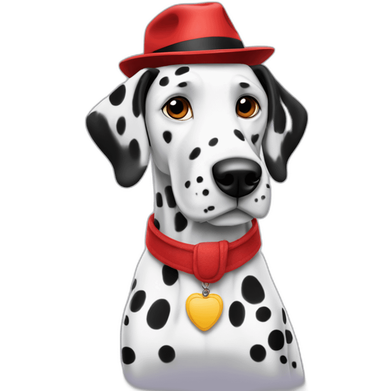 Dalmatian wearing a red fedora sitting emoji