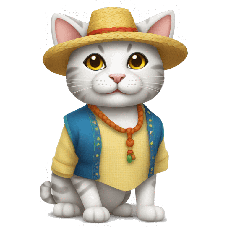 Cat branco-festa junina emoji