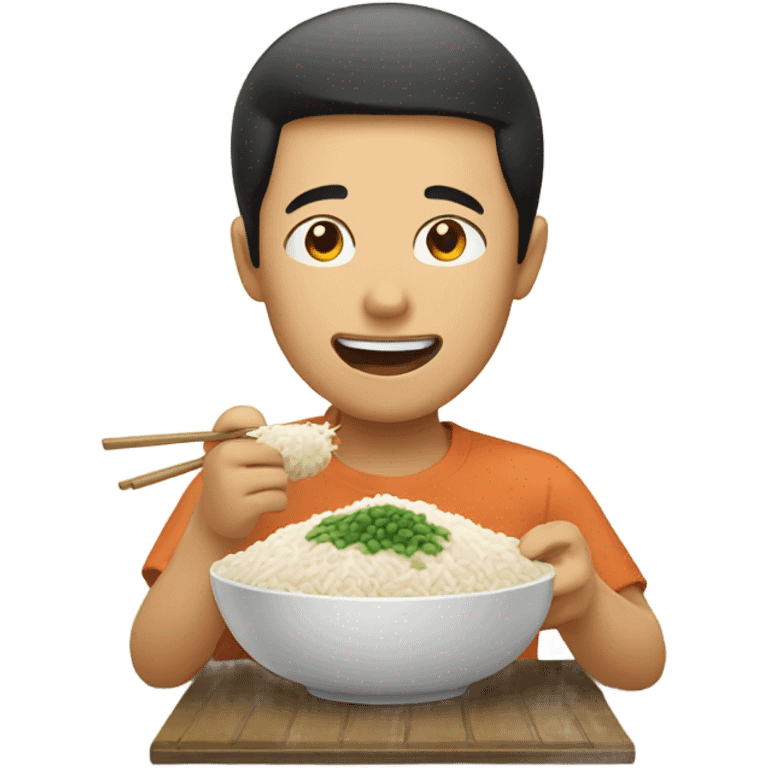 asian man eating rice emoji