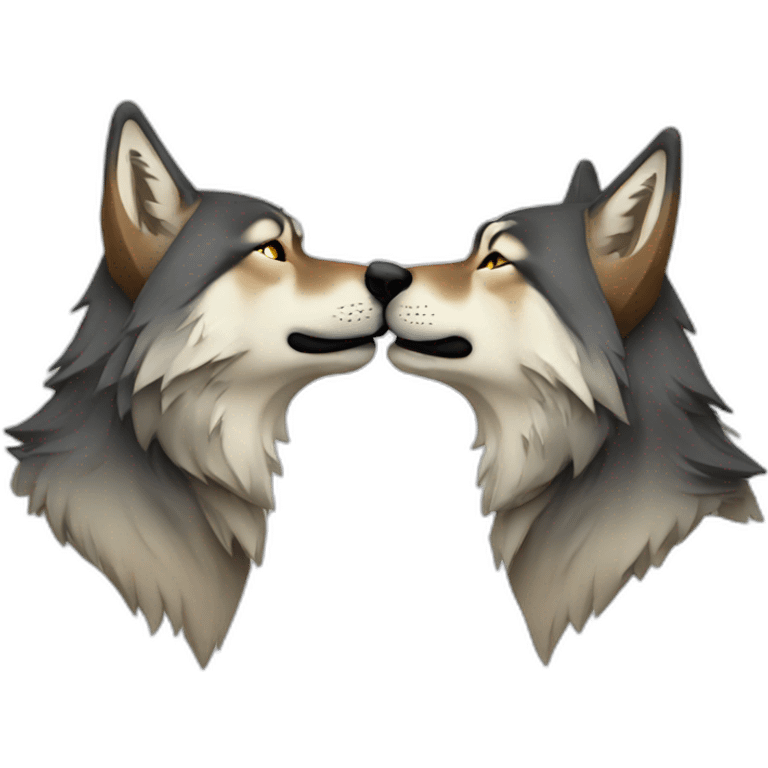 2 Wolf kissing emoji