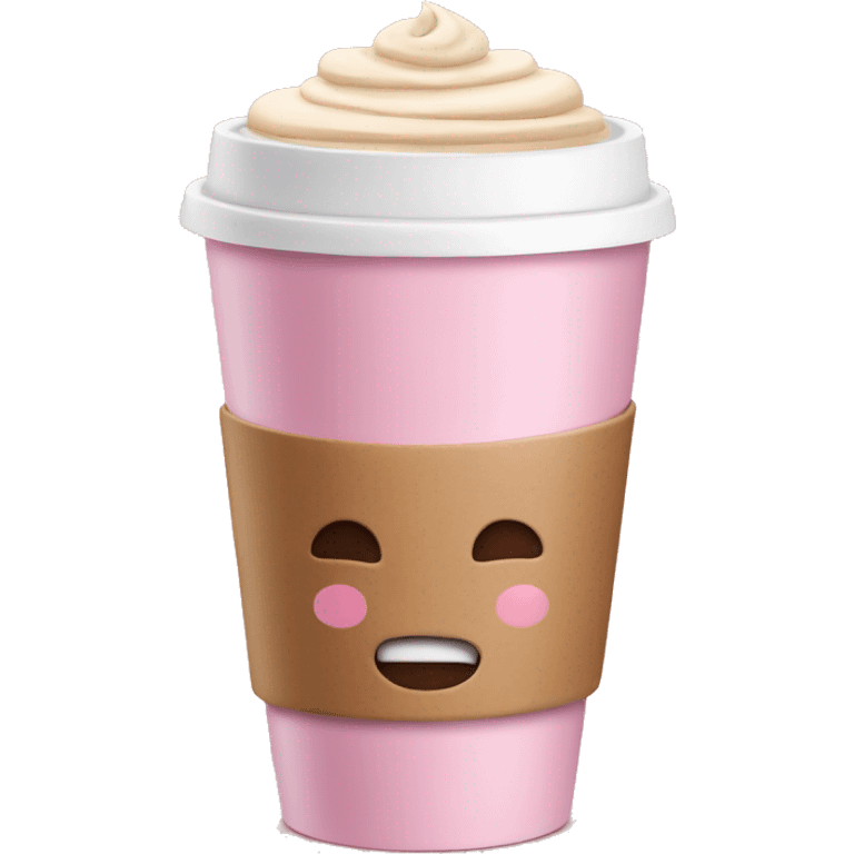 pink to go coffee cup with latte inside emoji