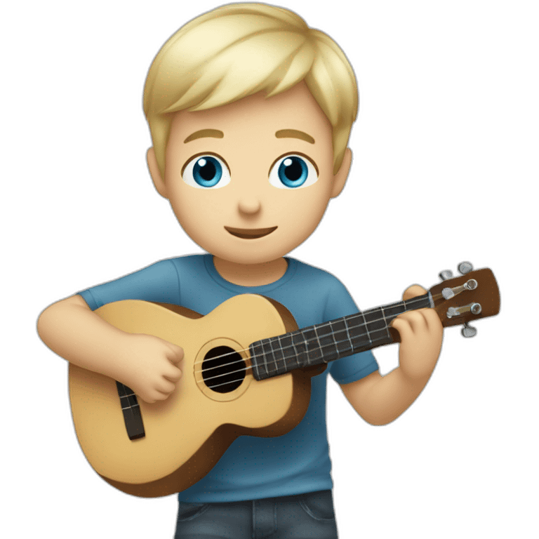 Boy-blond-short-hair-blue-eyes playing ukelele emoji