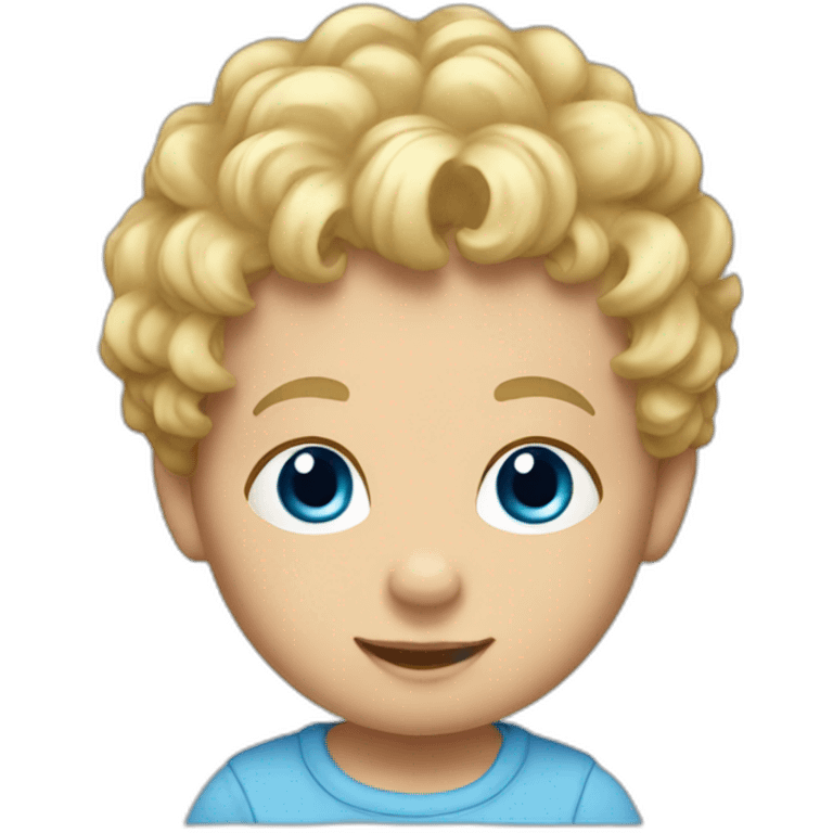 baby boy with blond curly hair and blue eyes  emoji