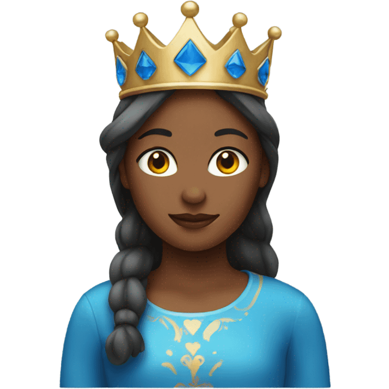 Girl wearing a blue crown emoji