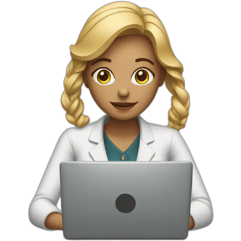 a woman works at a laptop emoji