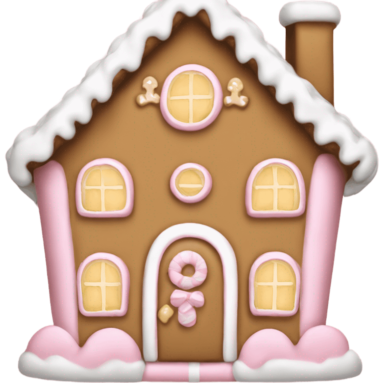 light pink and gold and white gingerbread house emoji