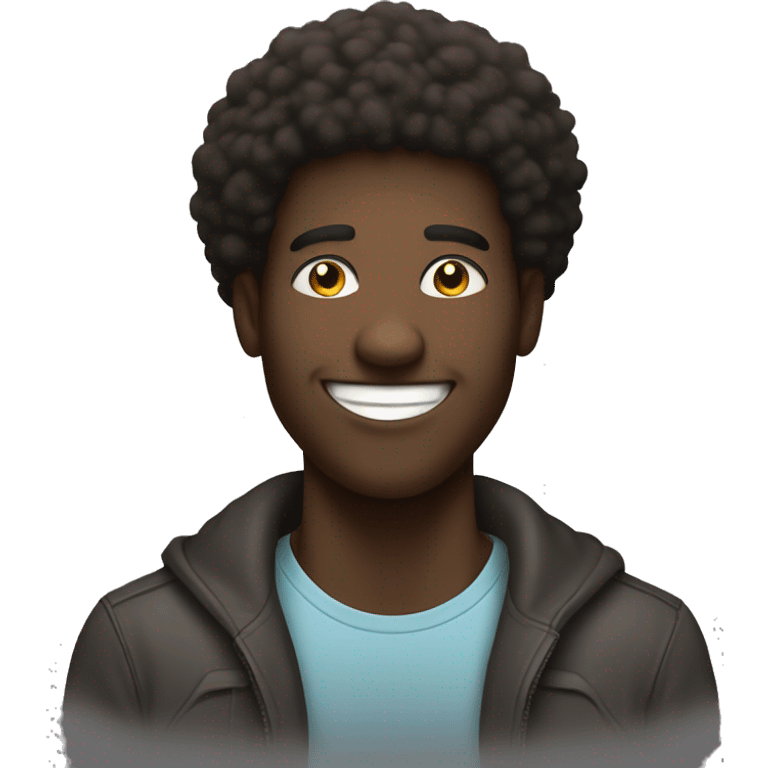  Black guy with an Afro and A face with wide eyes and a big smile, perfect for moments of victory. emoji