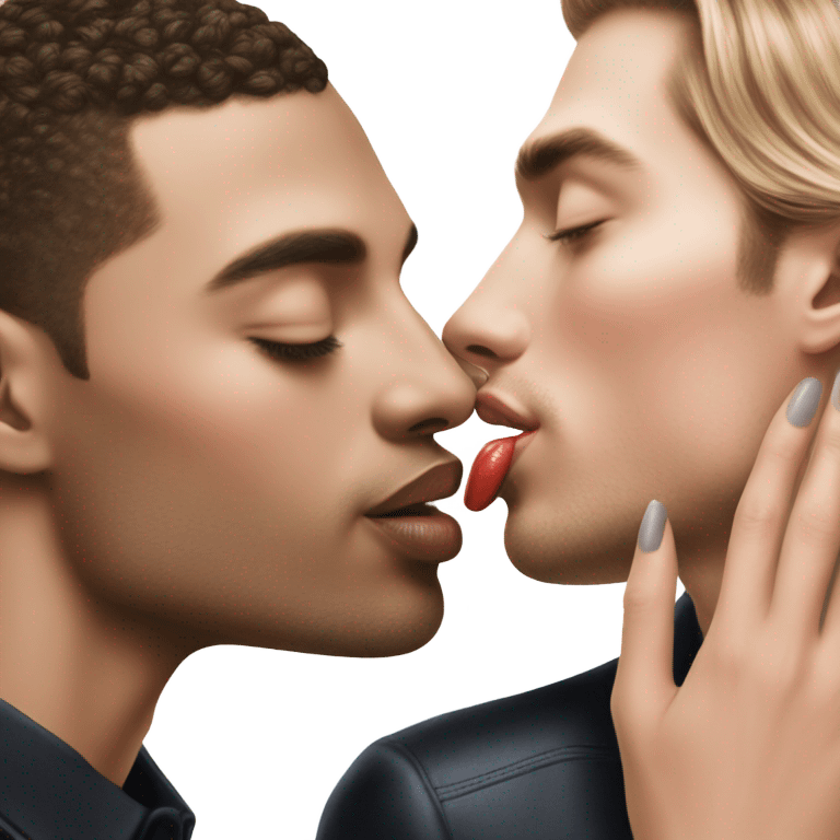 Hyper Realistic beautiful dior model kissing a handsome male model  emoji