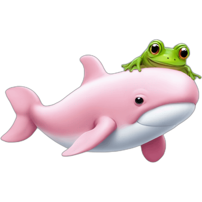 Pink beluga whale with the face of a frog emoji