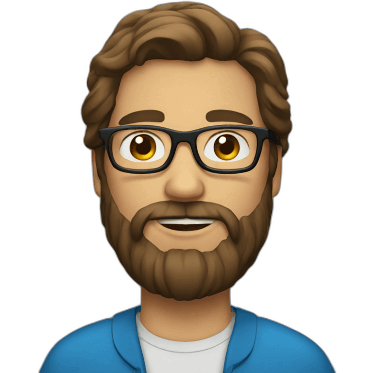 man with beard, long hair and glasses emoji