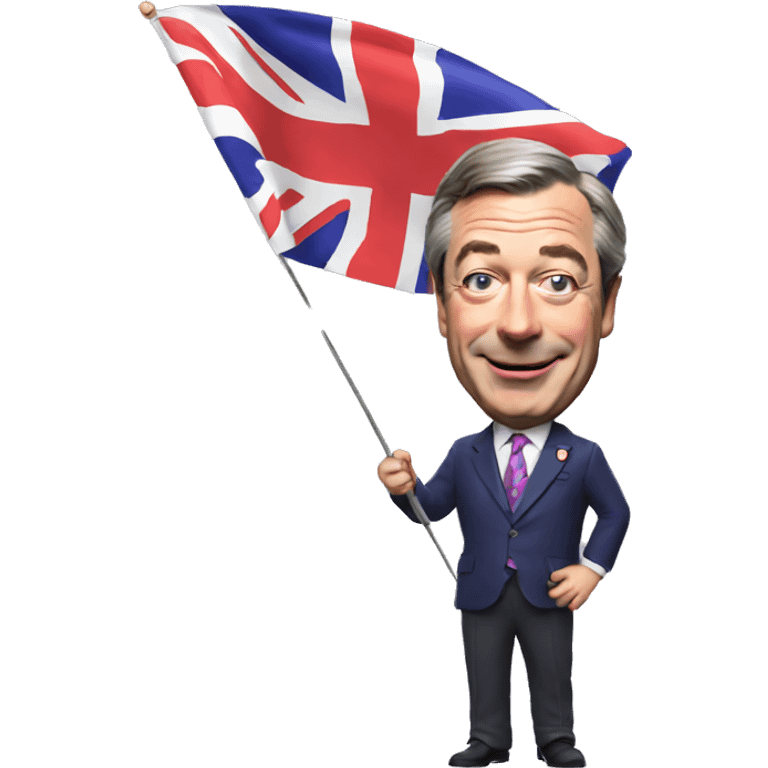 Nigel Farage waving a Union Jack flag  emoji