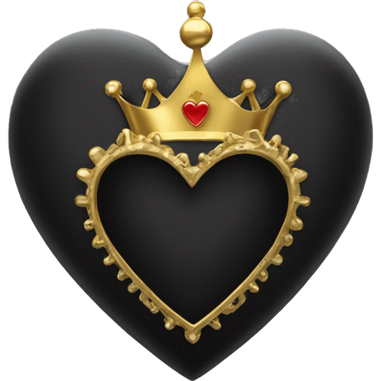 black heart with gold crown on corner  emoji