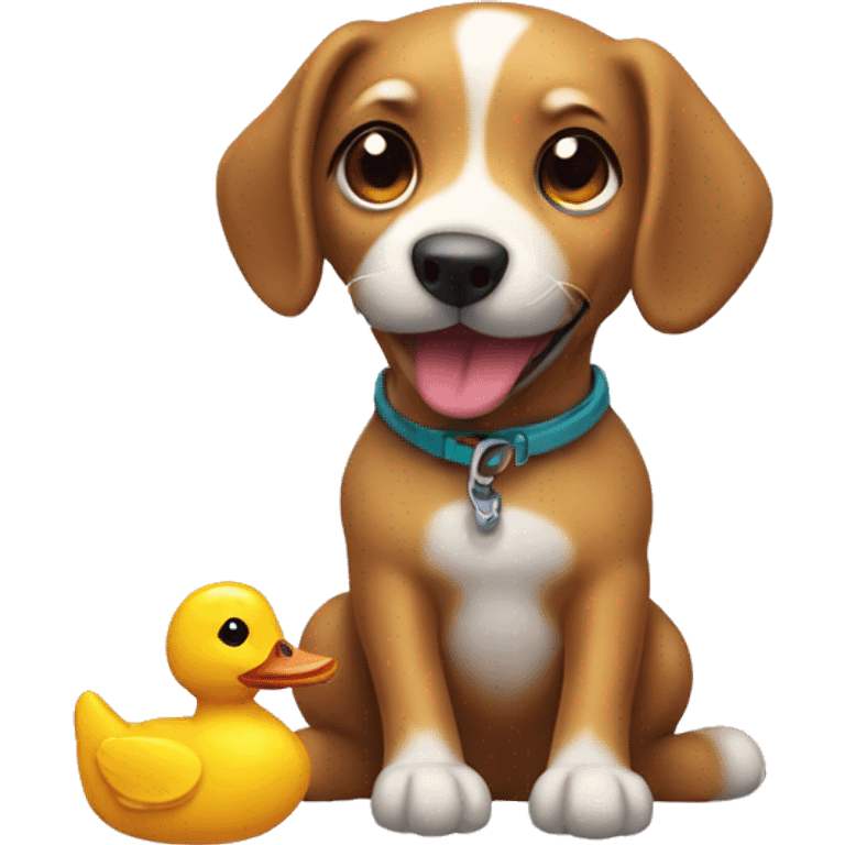 Dog playing duck toy emoji