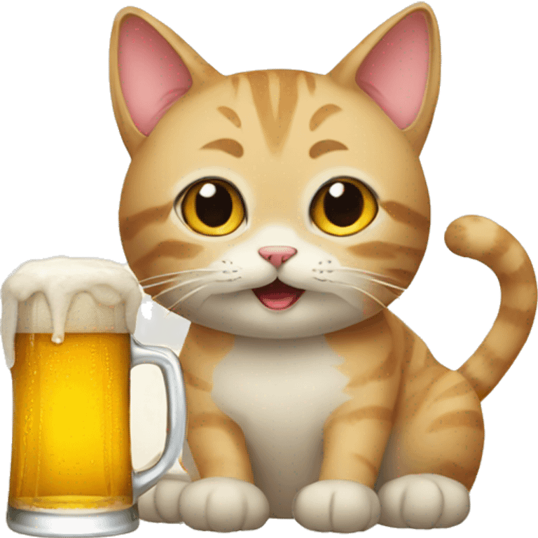 cat and beer emoji