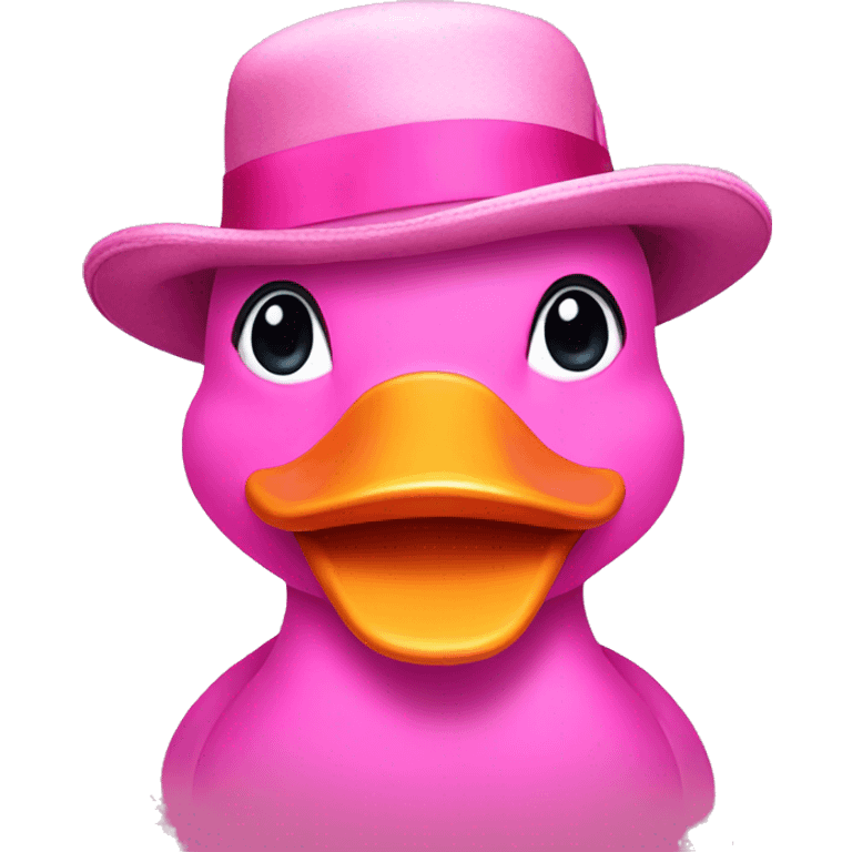 Pink duck with hat and bow tie emoji