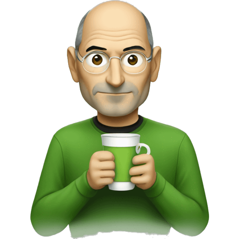 steve jobs drinking a cup of matcha emoji