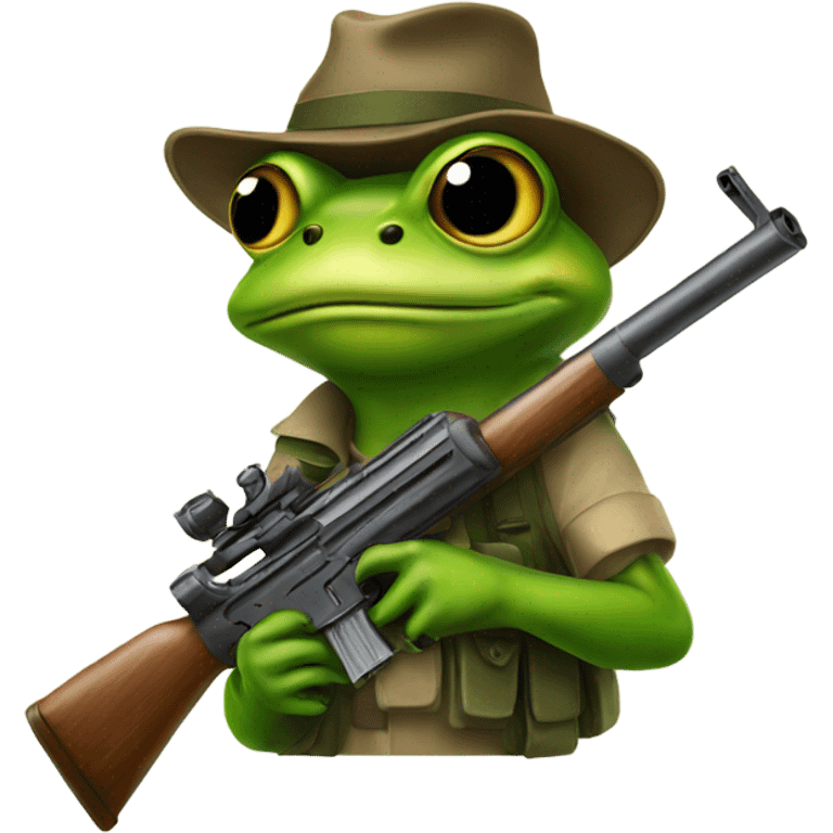 A frog with a rifle emoji