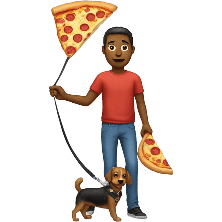 Man with dog and pizza emoji