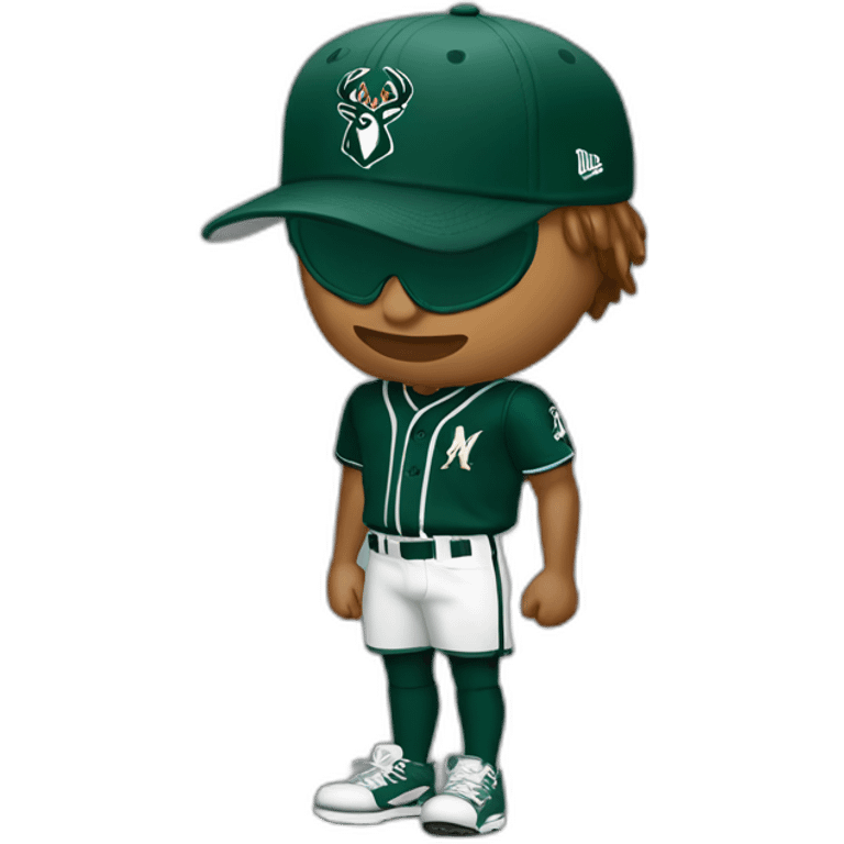 Ice Spice with a milwaukee bucks baseball cap emoji