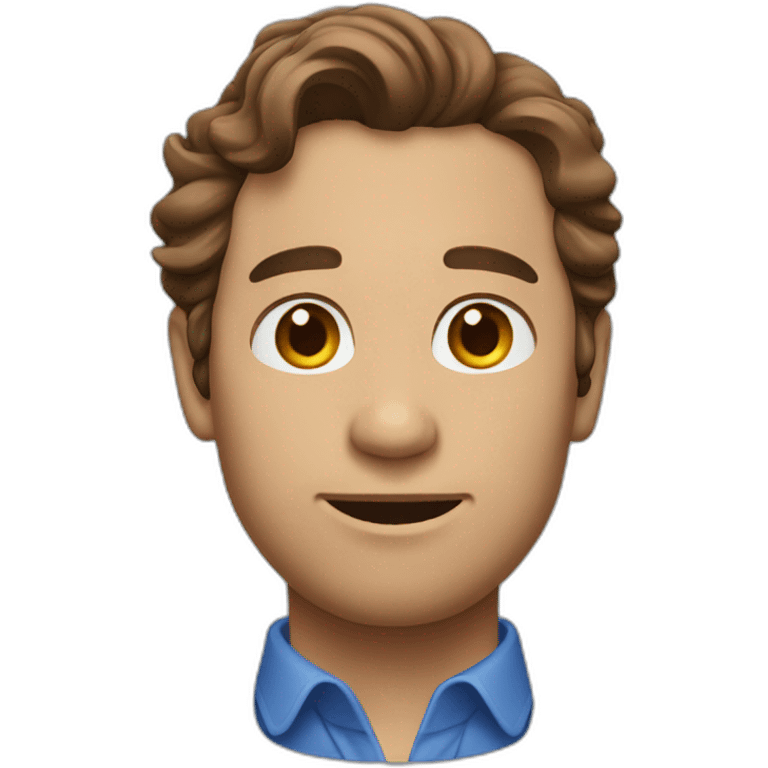 Man with brown wavy hair and blue shirt in profile emoji