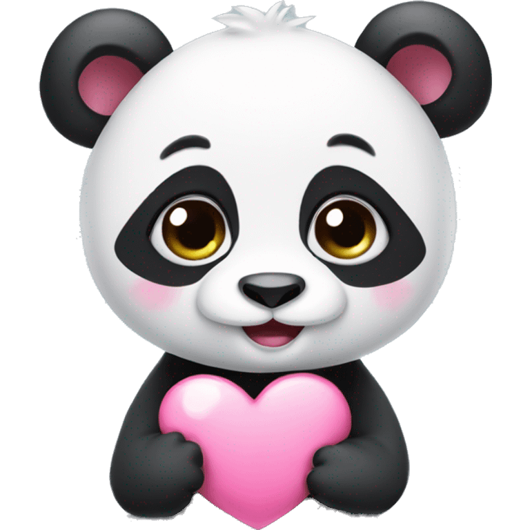 cute panda with pink heart emoji