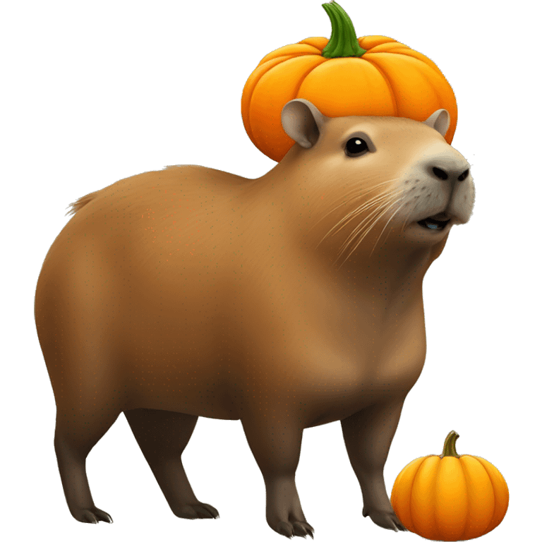 Capybara with pumpkin on head emoji