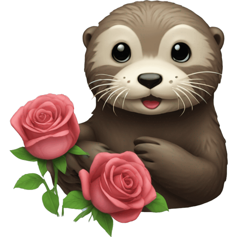 Sea otter with rose emoji