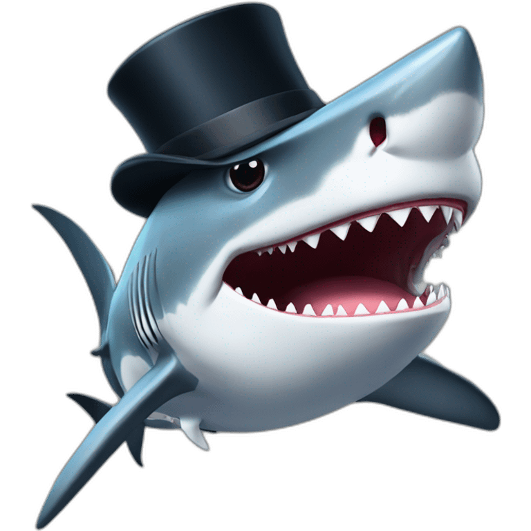 Shark with a top hat emoji