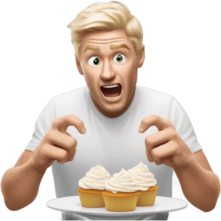 white florida man destroying cupcakes with his hands emoji