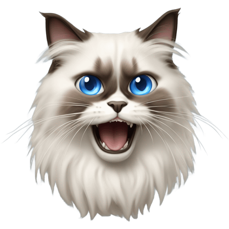 fluffy ragdoll cat screaming emoji