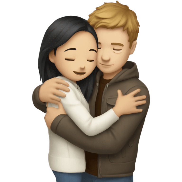 asiangirl hugs whiteboy emoji