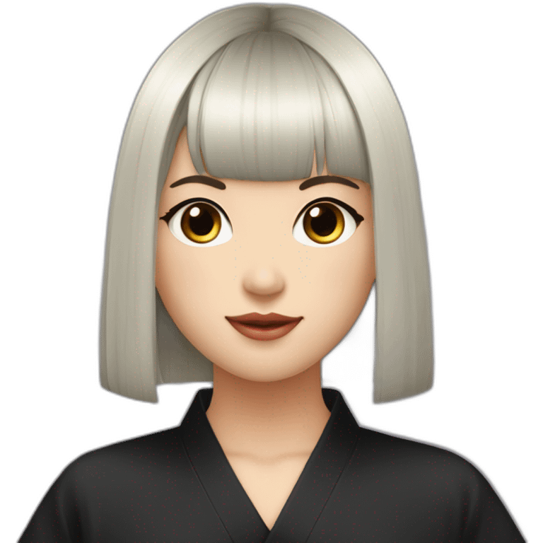 Japonaise jeune cheveux noir avec frange emoji